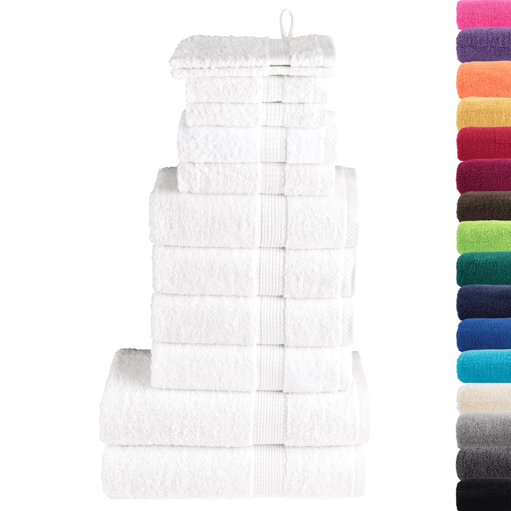 VidaXL 12-teiliges Handtuchset, 600 g/m², weiß