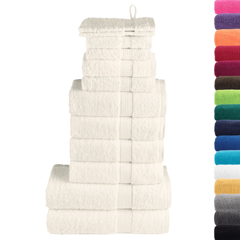VidaXL 12-teiliges Handtuchset, 600 g/m², cremefarben
