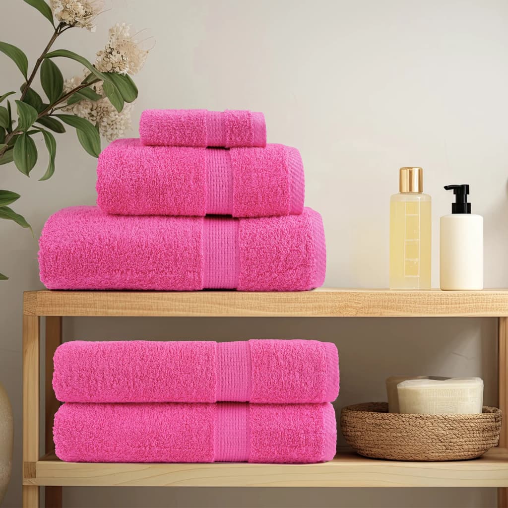 Vidaxl 12-delige handdoekenset solund 600 g m² roze