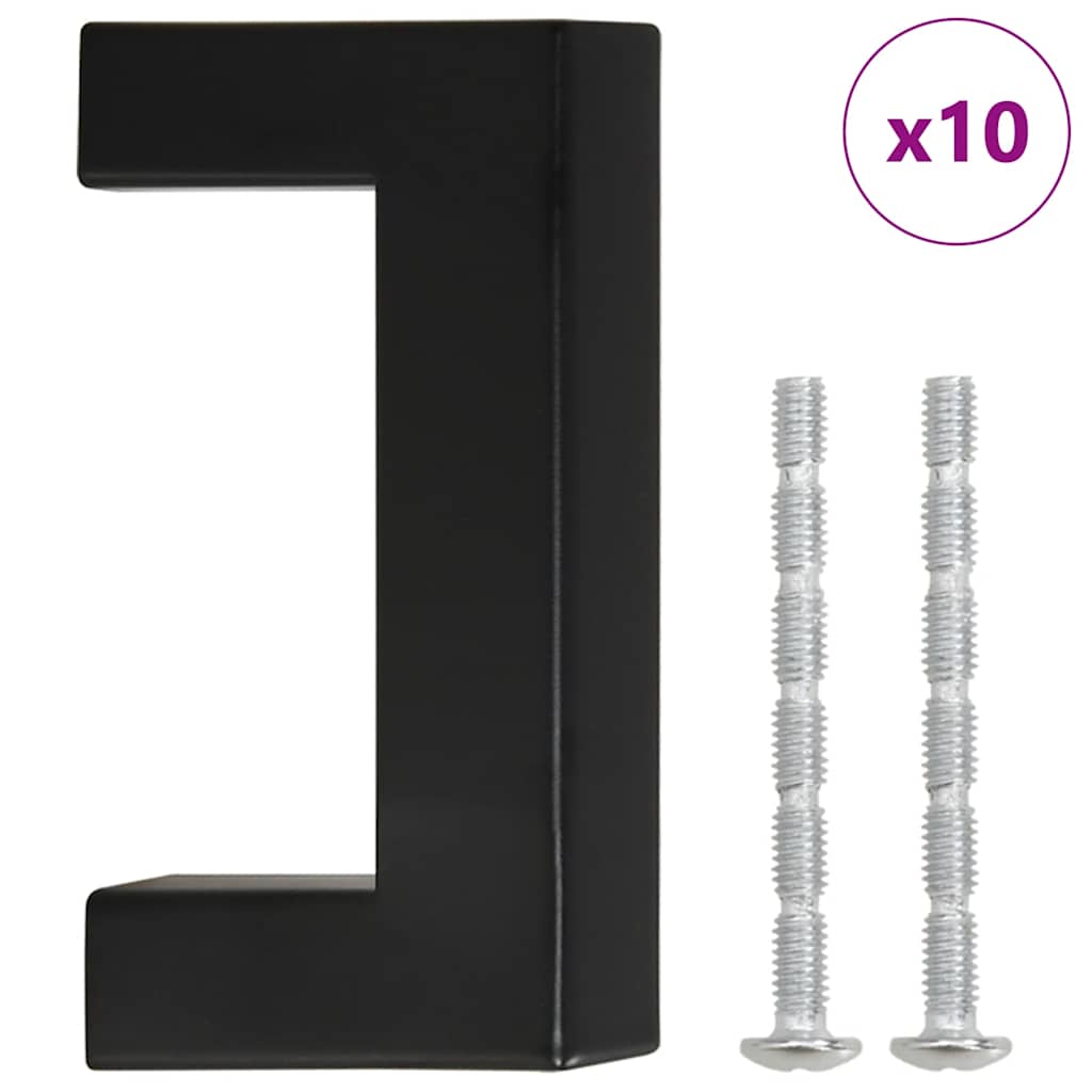 VidaXL Griffe, 10 Stück, 64 mm, Edelstahl, schwarz