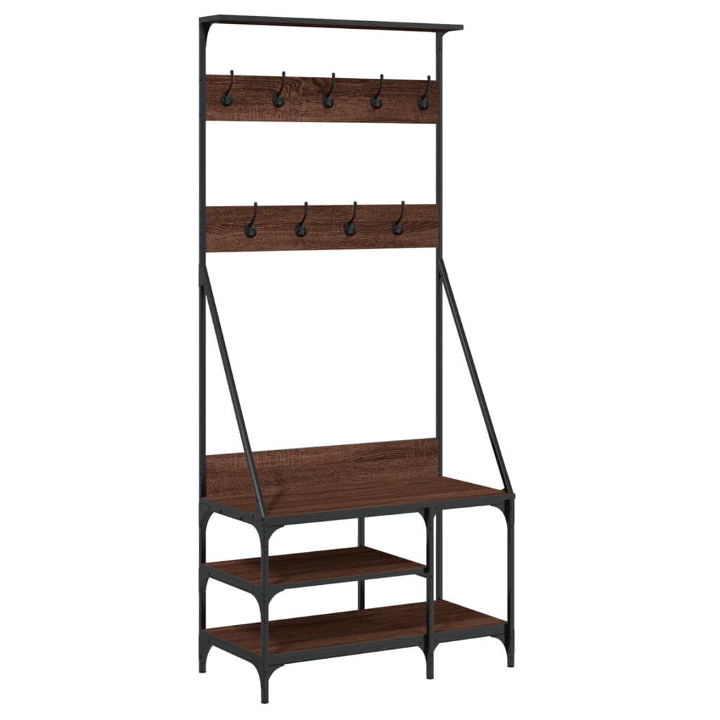 VidaXL -Kleidungsständer mit Schuhregal 80x40x184 cm Braune Eichenfarbe