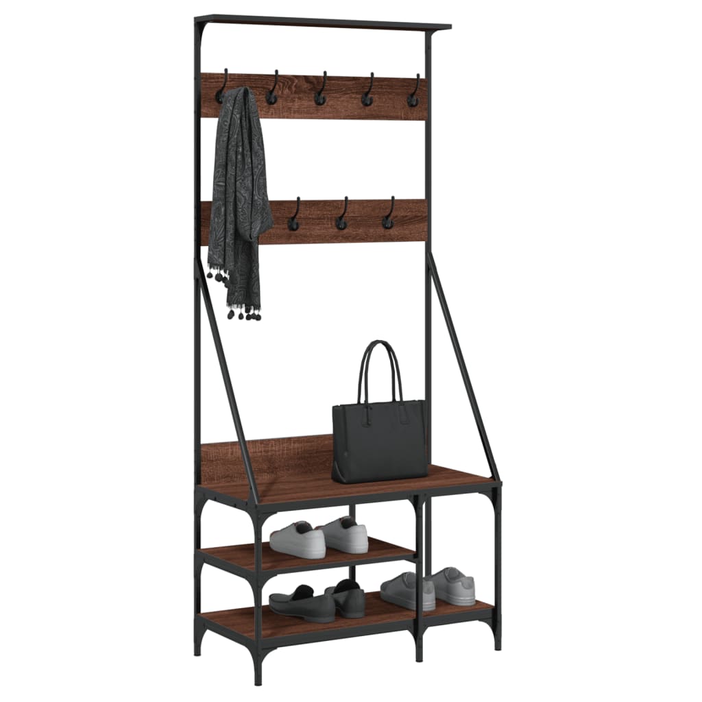 VidaXL -Kleidungsständer mit Schuhregal 80x40x184 cm Braune Eichenfarbe