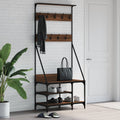 VidaXL -Kleidungsständer mit Schuhregal 80x40x184 cm Braune Eichenfarbe