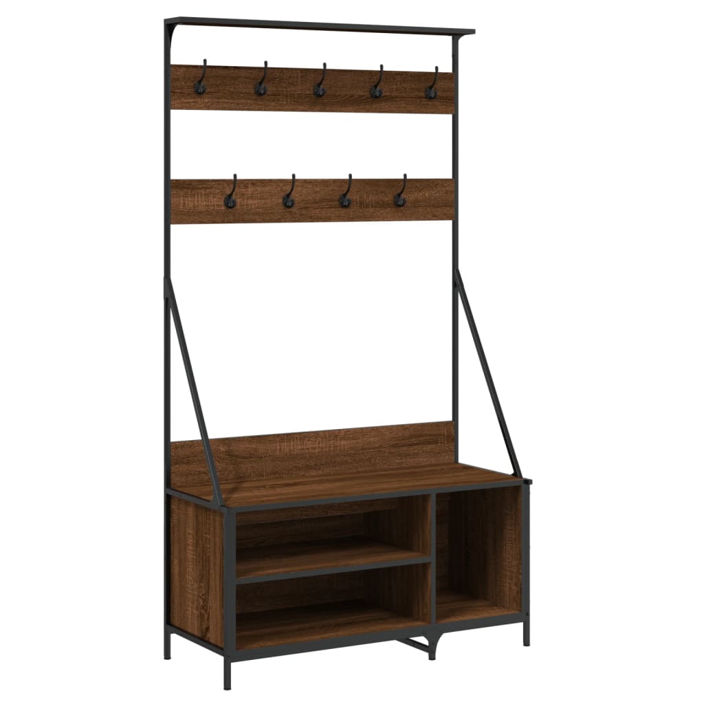 VIDAXL -Kleiderständer mit Schuhregal 100x41x184 cm Braune Eiche Farbe