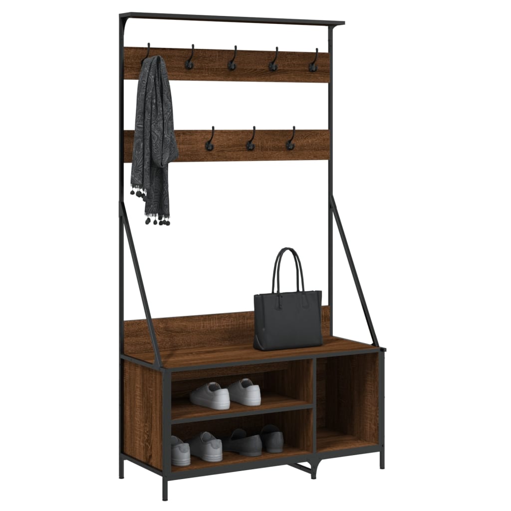 VIDAXL -Kleiderständer mit Schuhregal 100x41x184 cm Braune Eiche Farbe
