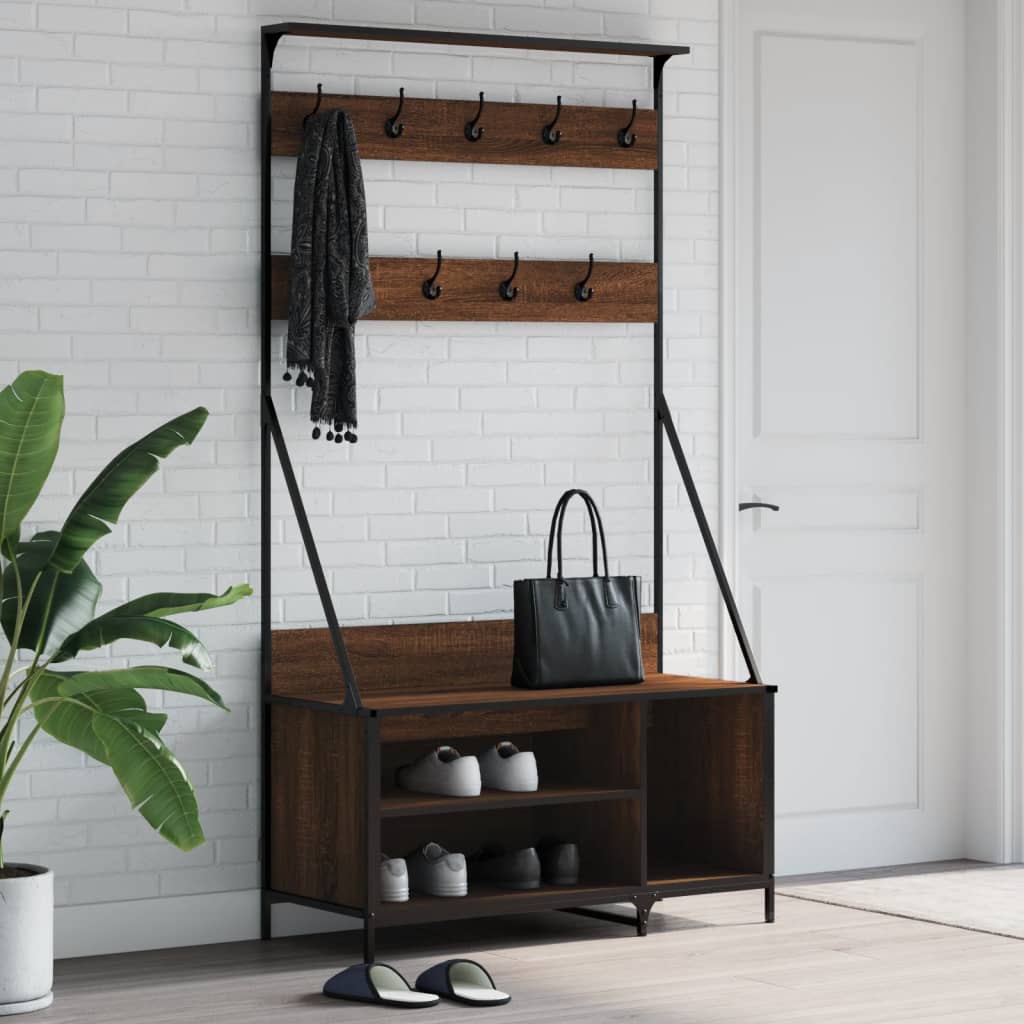 VIDAXL -Kleiderständer mit Schuhregal 100x41x184 cm Braune Eiche Farbe