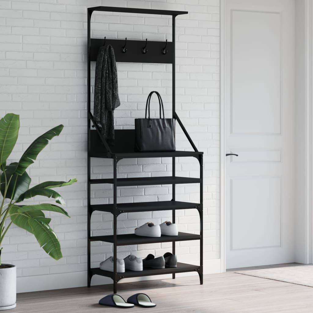 VidaXL -Kleidungsständer mit Schuhständer 70x34x184 cm schwarz