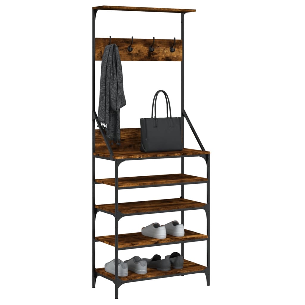 VIDAXL -Kleidungsständer mit Schuhregal 70x34x184 cm weiß lackiert