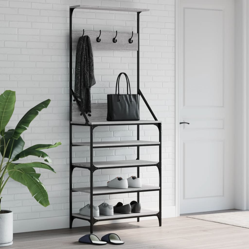 VIDAXL -Kleidungsständer mit Schuhregal 70x34x184 cm grau Sonoma Eiche Farbe