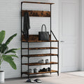 VIDAXL -Kleidungsständer mit Schuhregal 90x34x184 cm mit Naturlackierung