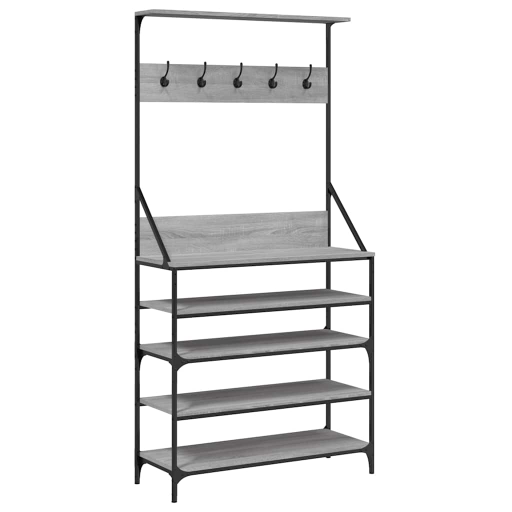 Vidaxl -Kleidungsständer mit Schuhregal 90x34x184 cm grau Sonoma Eiche Farbe