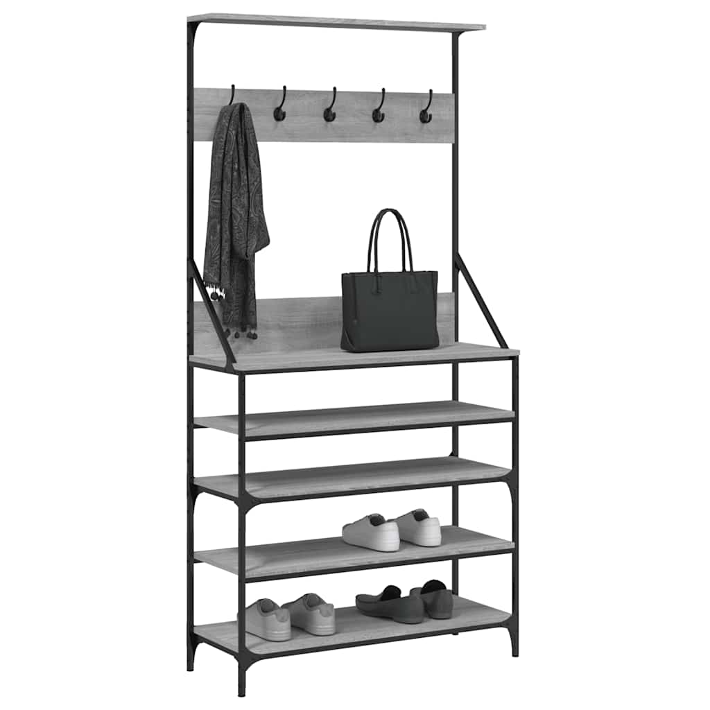 Vidaxl -Kleidungsständer mit Schuhregal 90x34x184 cm grau Sonoma Eiche Farbe