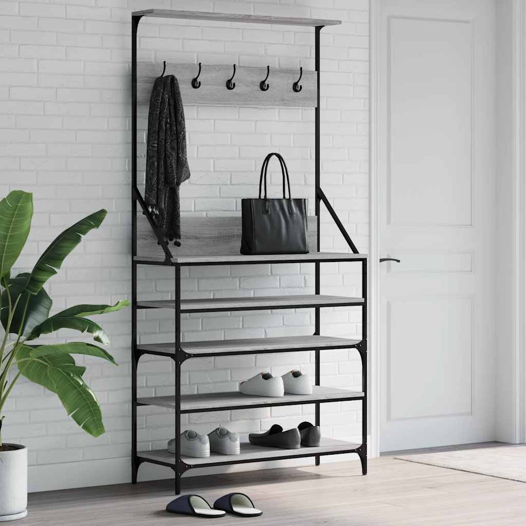 Vidaxl -Kleidungsständer mit Schuhregal 90x34x184 cm grau Sonoma Eiche Farbe