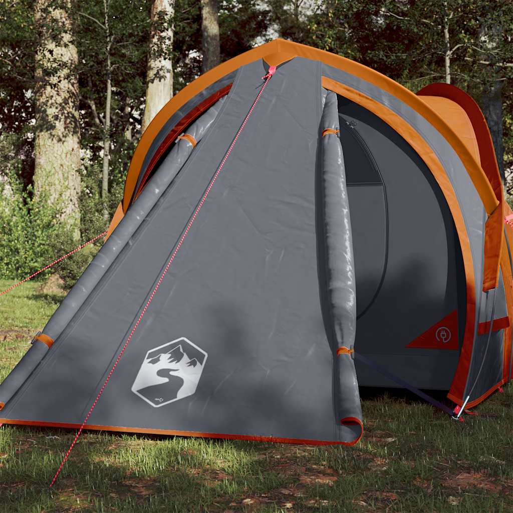VidaXL Kuppelzelt für 2 Personen, wasserdicht, grau und orange