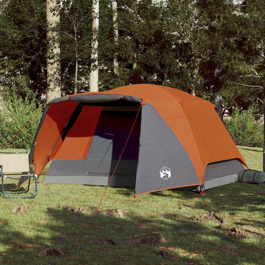 VIDAXL-Family mit Markise 6-Personen wasserdichtem Grau und Orange