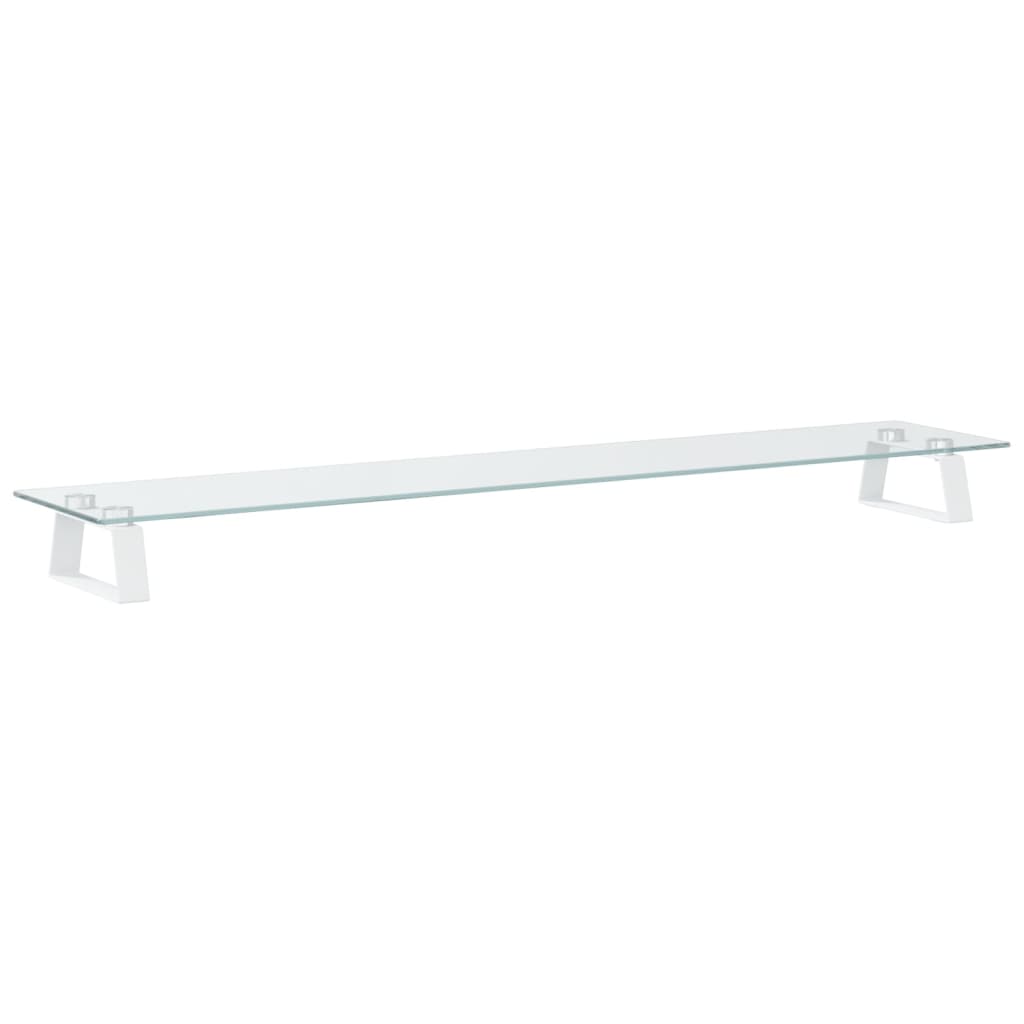 VidaXL Monitorständer 100x20x8 cm, gehärtetes Glas und Metall, Weiß