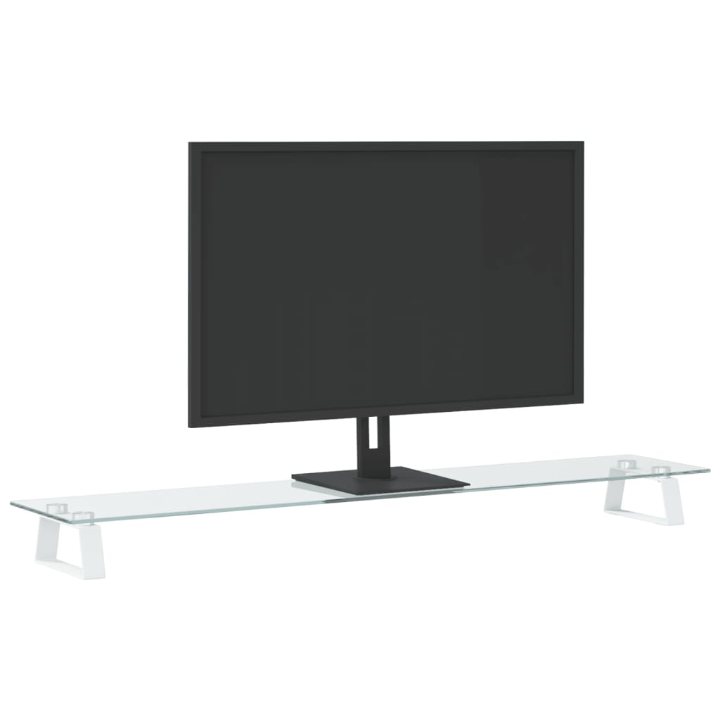 VidaXL Monitorständer 100x20x8 cm, gehärtetes Glas und Metall, Weiß