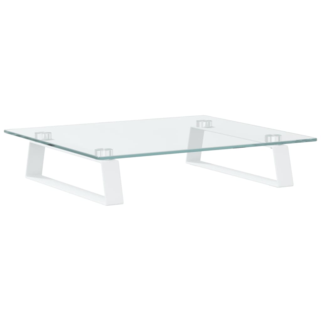 VidaXL Monitorständer 40x35x8 cm, gehärtetes Glas und Metall, Weiß