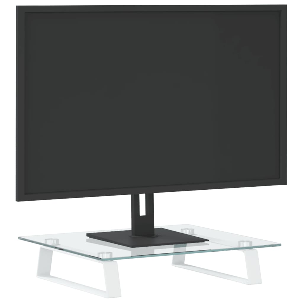 VidaXL Monitorständer 40x35x8 cm, gehärtetes Glas und Metall, Weiß
