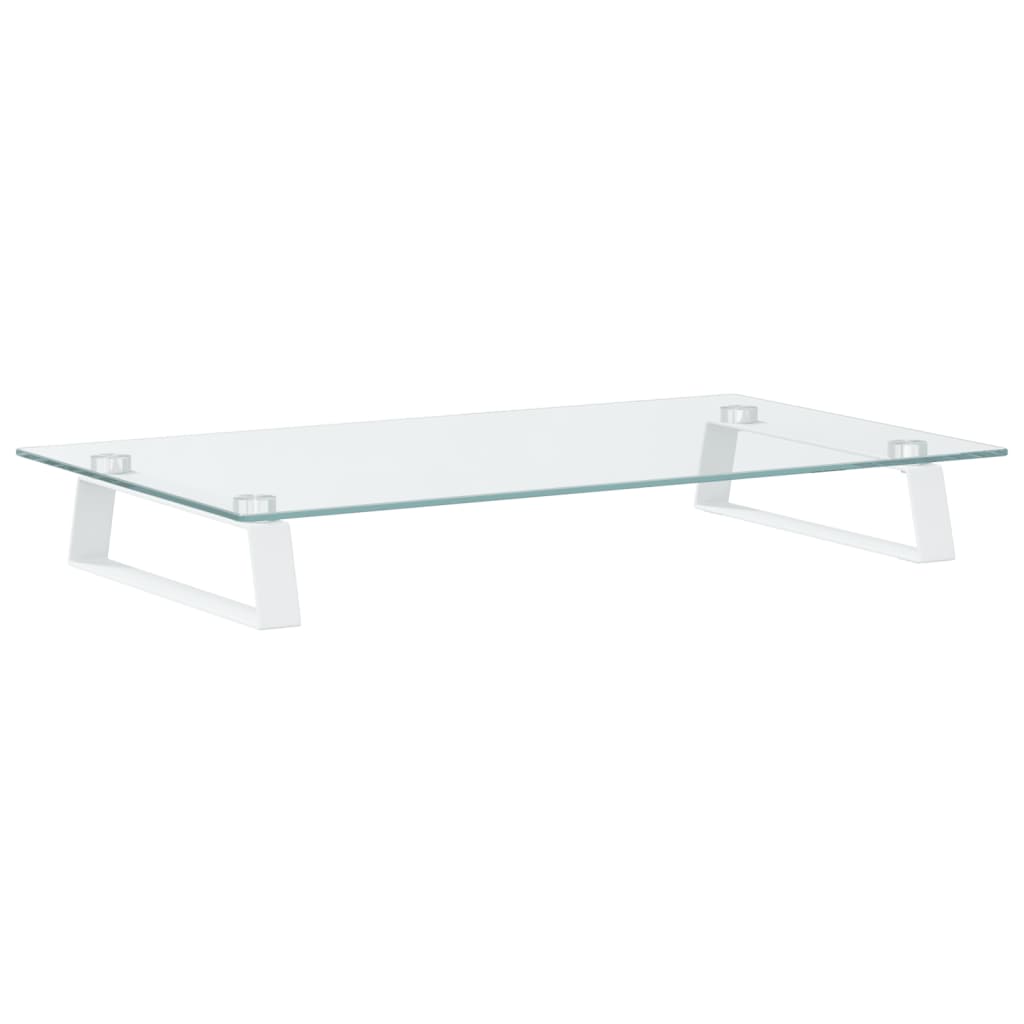 VidaXL Monitorständer 60x35x8 cm, gehärtetes Glas und Metall, Weiß