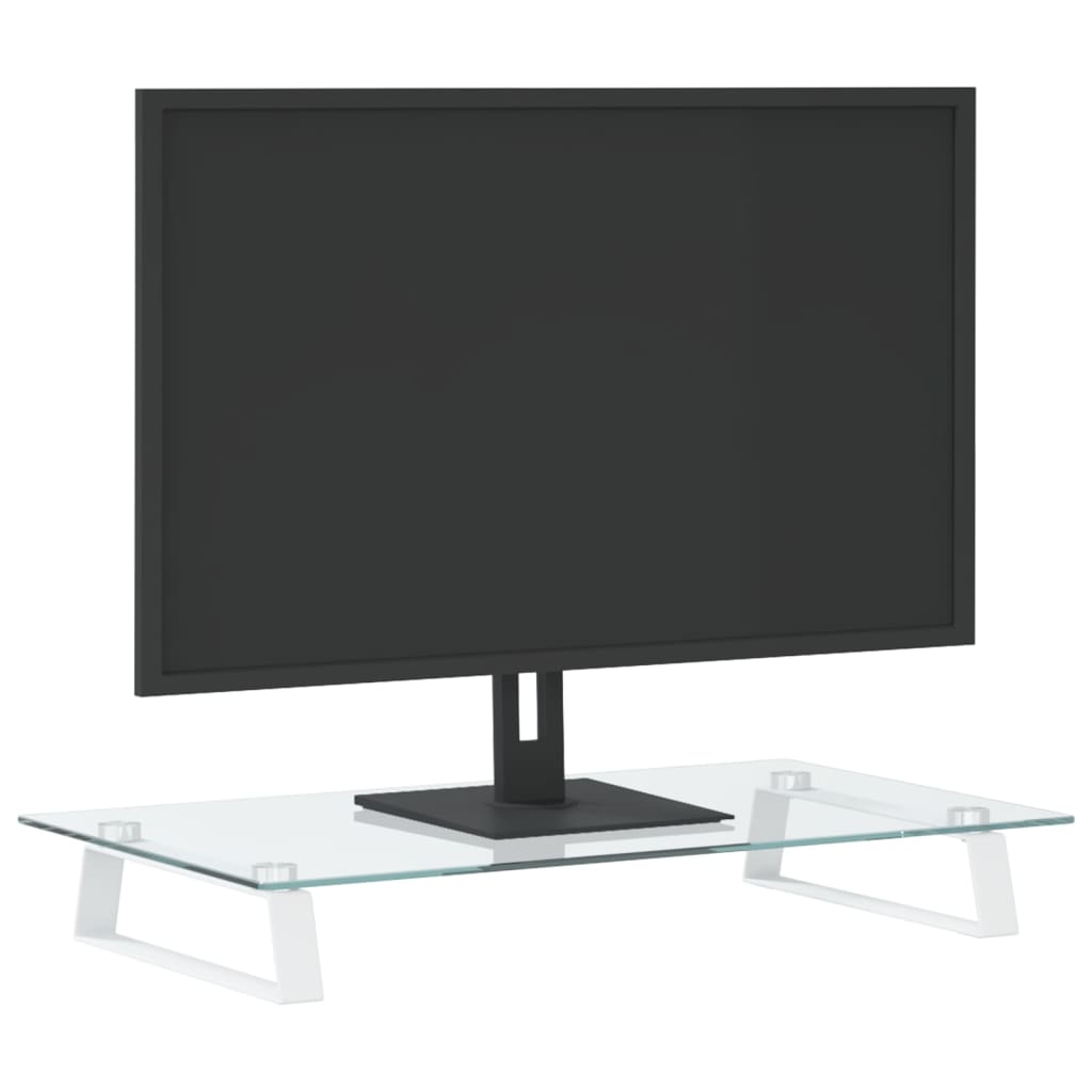 VidaXL Monitorständer 60x35x8 cm, gehärtetes Glas und Metall, Weiß