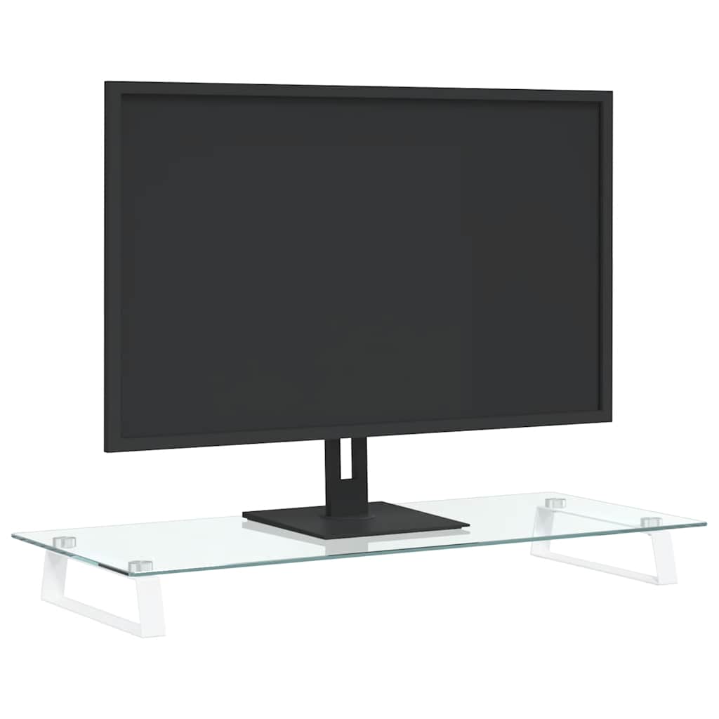 VidaXL Monitor Standard 80x35x8 cm, gehärtetes Glas und Metall, weiß