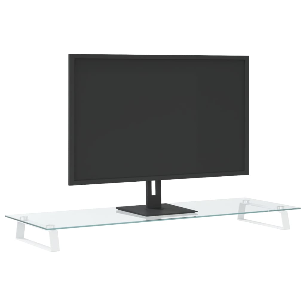 VidaXL Monitor Standard 100x35x8 cm, Gehäuse aus Glas und Metall, weiß