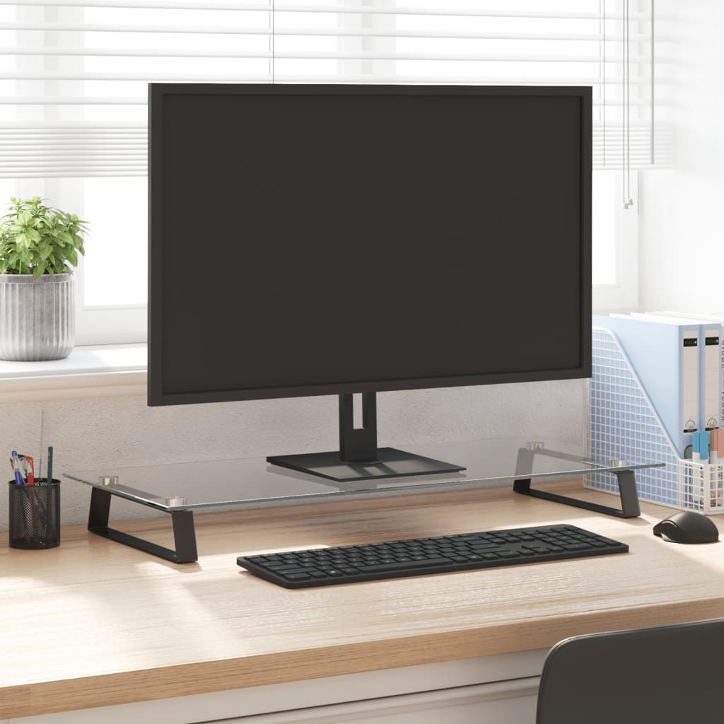 VidaXL Monitorständer 80x35x8 cm, gehärtetes Glas und Metall, schwarz