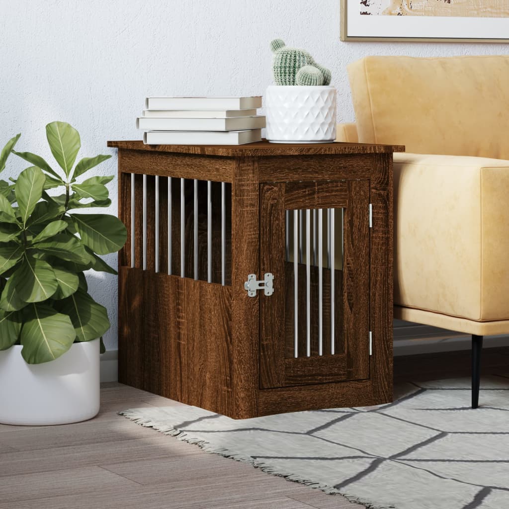 VIDAXL Hundebank 45 x 62 x 59 cm, geschlossene Halterung, braun, Eichenfarbe