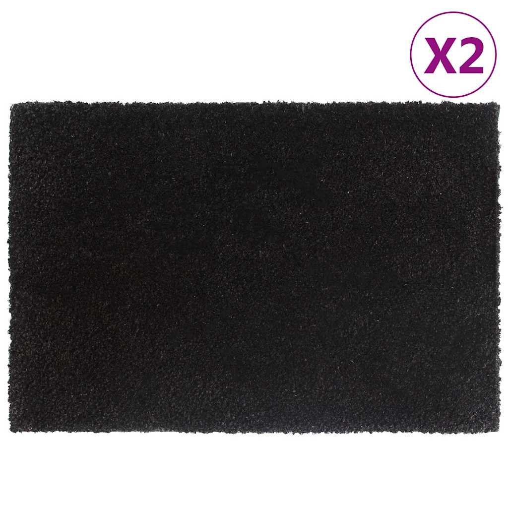 VidaXL Fußmatten, 2 Stück, 40 x 60 cm, getuftet, Kokosfaser, schwarz
