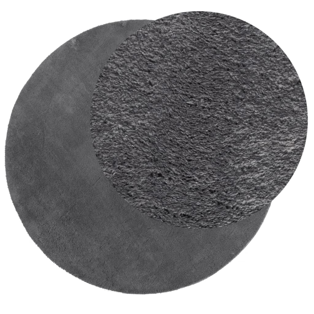 VidaXL Vloerkleed huarte niedriger Flor weich waschbar ø 160 cm Anthrazit