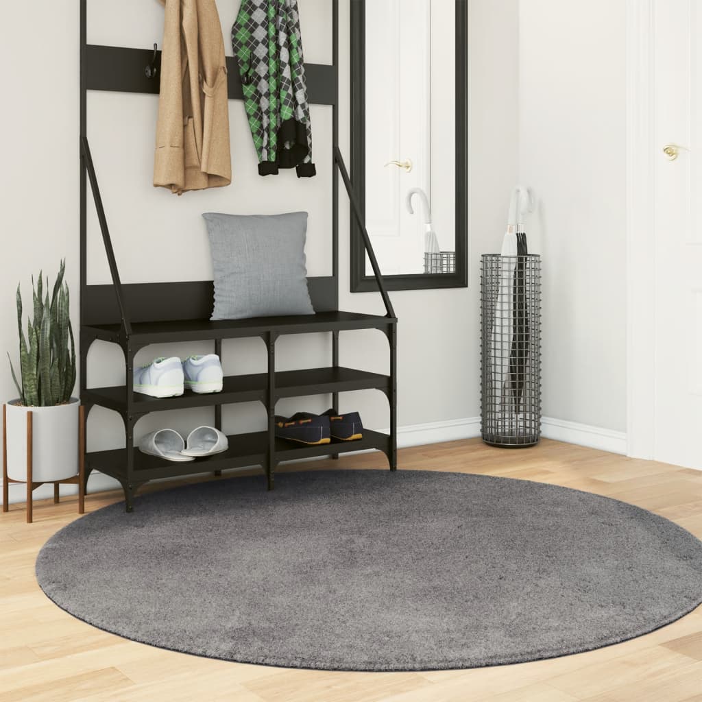 VidaXL Vloerkleed huarte niedriger Flor weich waschbar ø 160 cm Anthrazit