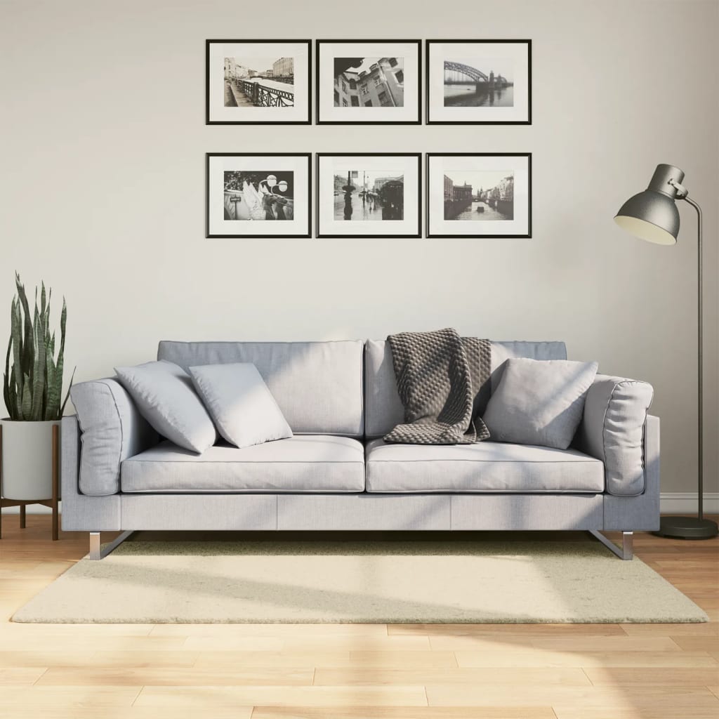 VidaXL Teppich Huarte, kurzflorig, weich, waschbar, 80 x 150 cm, cremefarben
