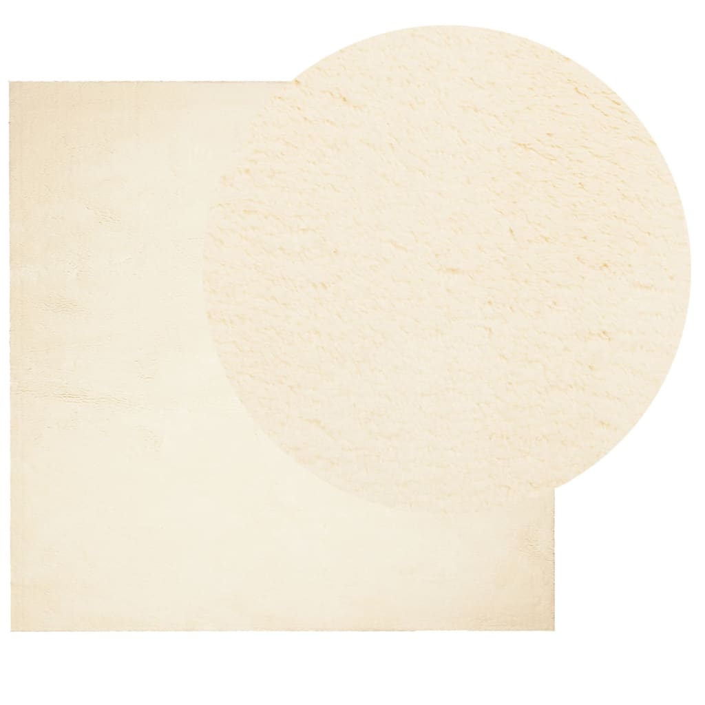 VidaXL Teppich Huarte, kurzflorig, weich, waschbar, 120 x 120 cm, cremefarben