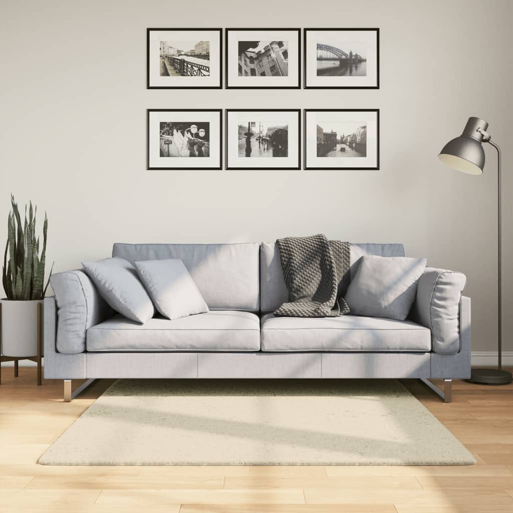 VidaXL Teppich Huarte, kurzflorig, weich, waschbar, 120 x 120 cm, cremefarben