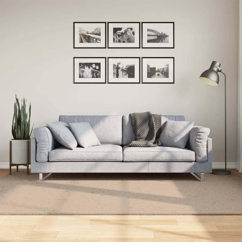 VidaXL Teppich Huarte Low -Molzen Weichwaschbar 160 x 230 cm Sand -Farbig