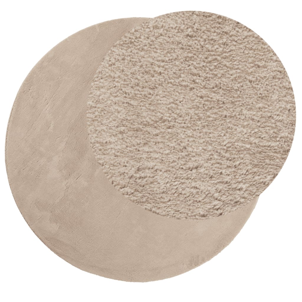 VidaXL Bodenteppich Huarte, kurzflorig, weich, waschbar, Ø 100 cm, sandfarben