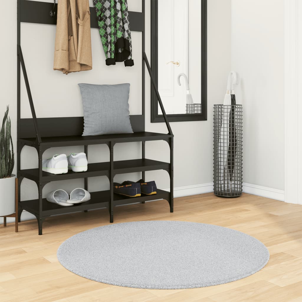 VidaXL Teppich Huarte, kurzflorig, weich, waschbar, Ø 100 cm, grau