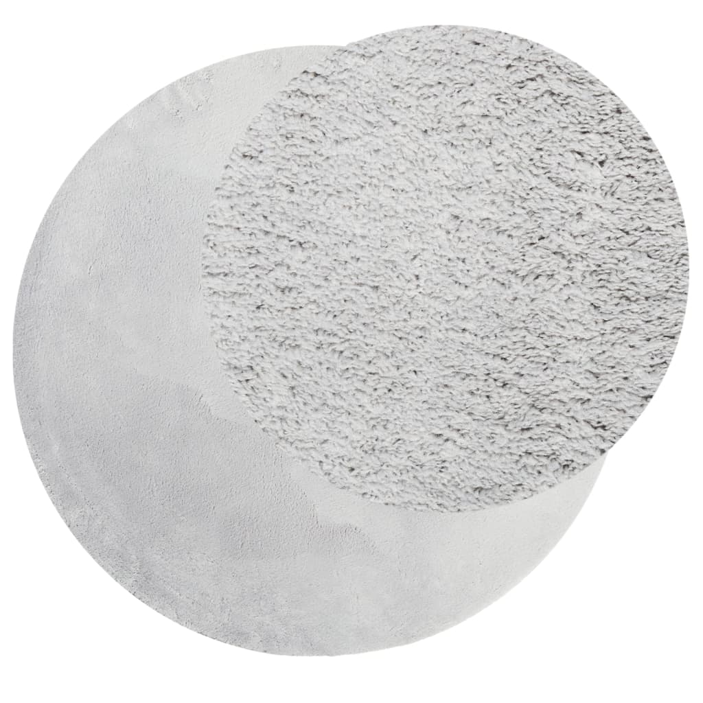 VidaXL Teppich Huarte, kurzflorig, weich, waschbar, Ø 160 cm, grau