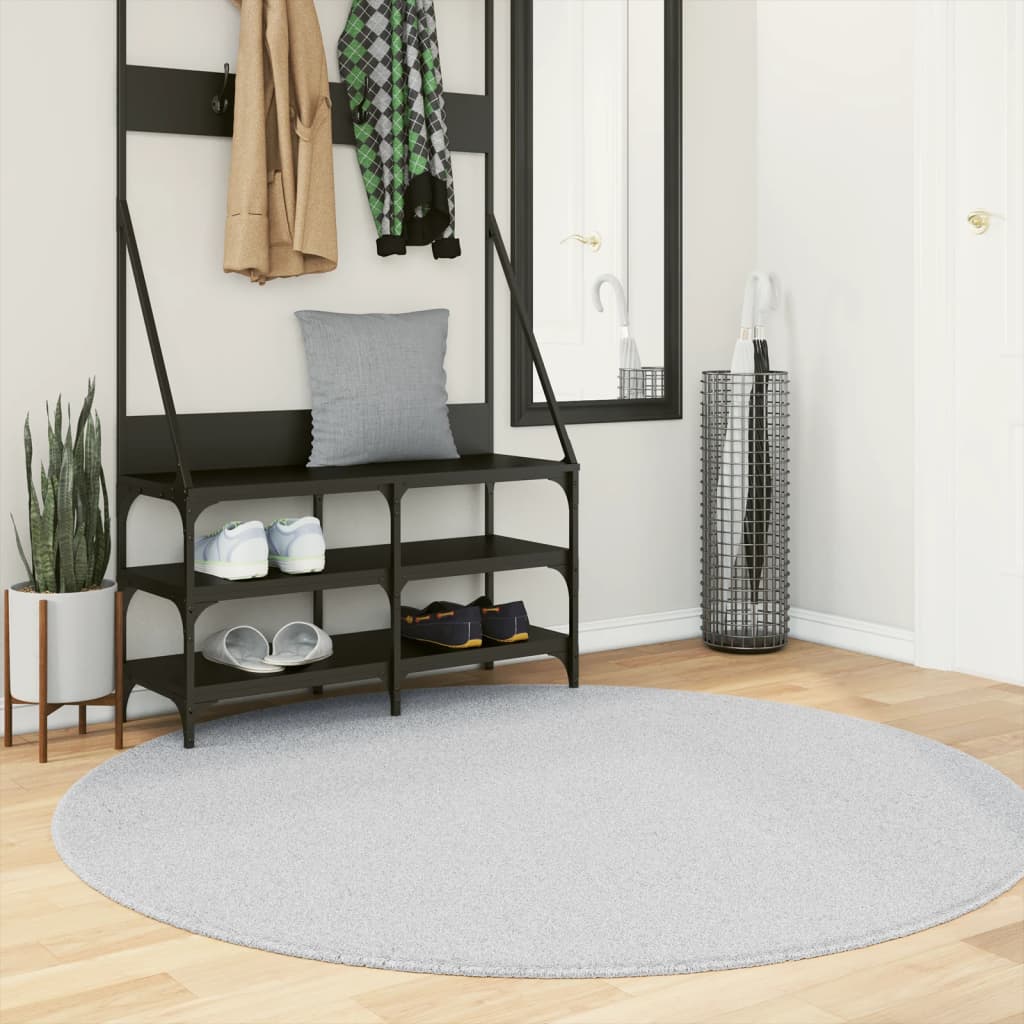 VidaXL Teppich Huarte, kurzflorig, weich, waschbar, Ø 160 cm, grau