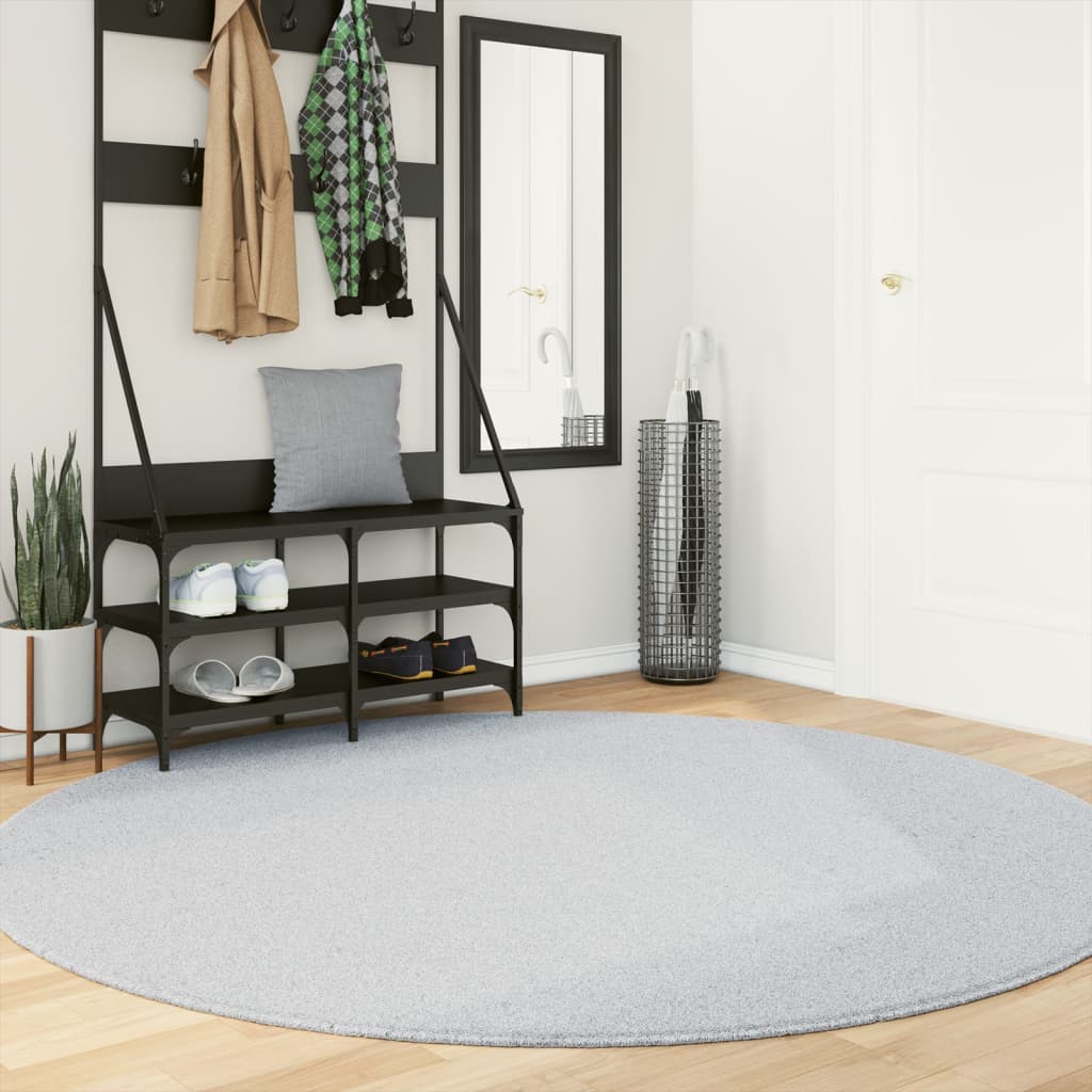VidaXL Teppich Huarte Low -Molon Weichwaschbar Ø 200 cm Grau