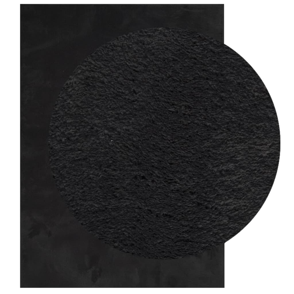 VidaXL Teppich Huarte, kurzflorig, weich, waschbar, 120 x 170 cm, schwarz