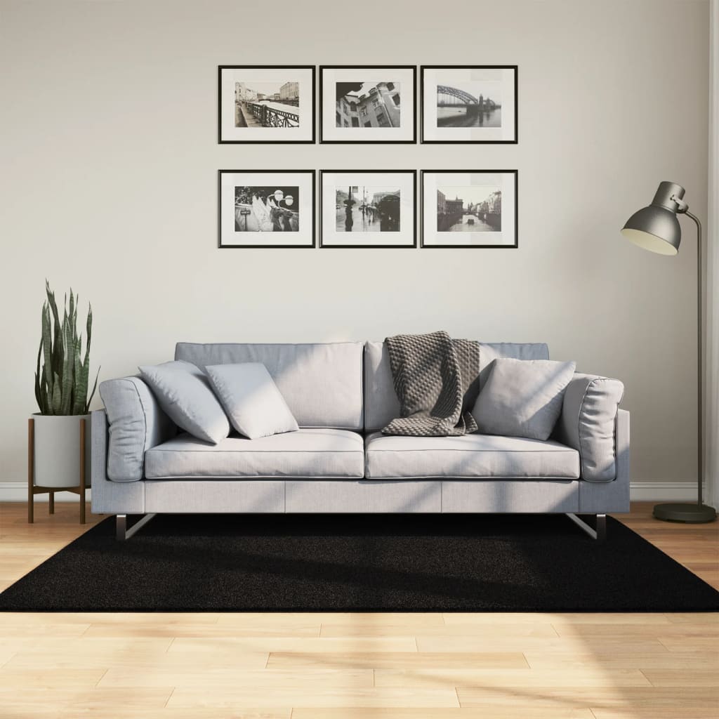 VidaXL Teppich Huarte, kurzflorig, weich, waschbar, 120 x 170 cm, schwarz