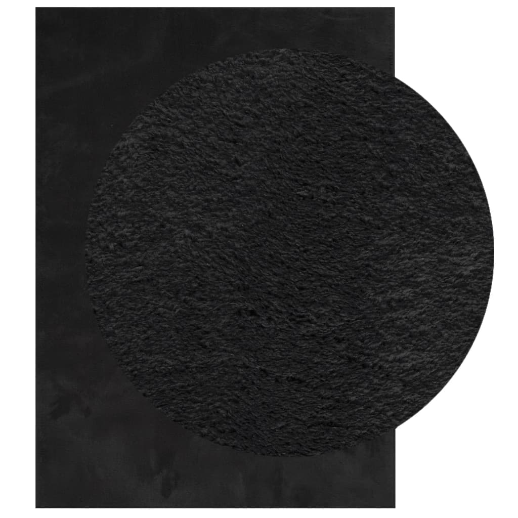 VidaXL Teppich Huarte Low -Molon Weichwaschbar 160x230 cm Schwarz