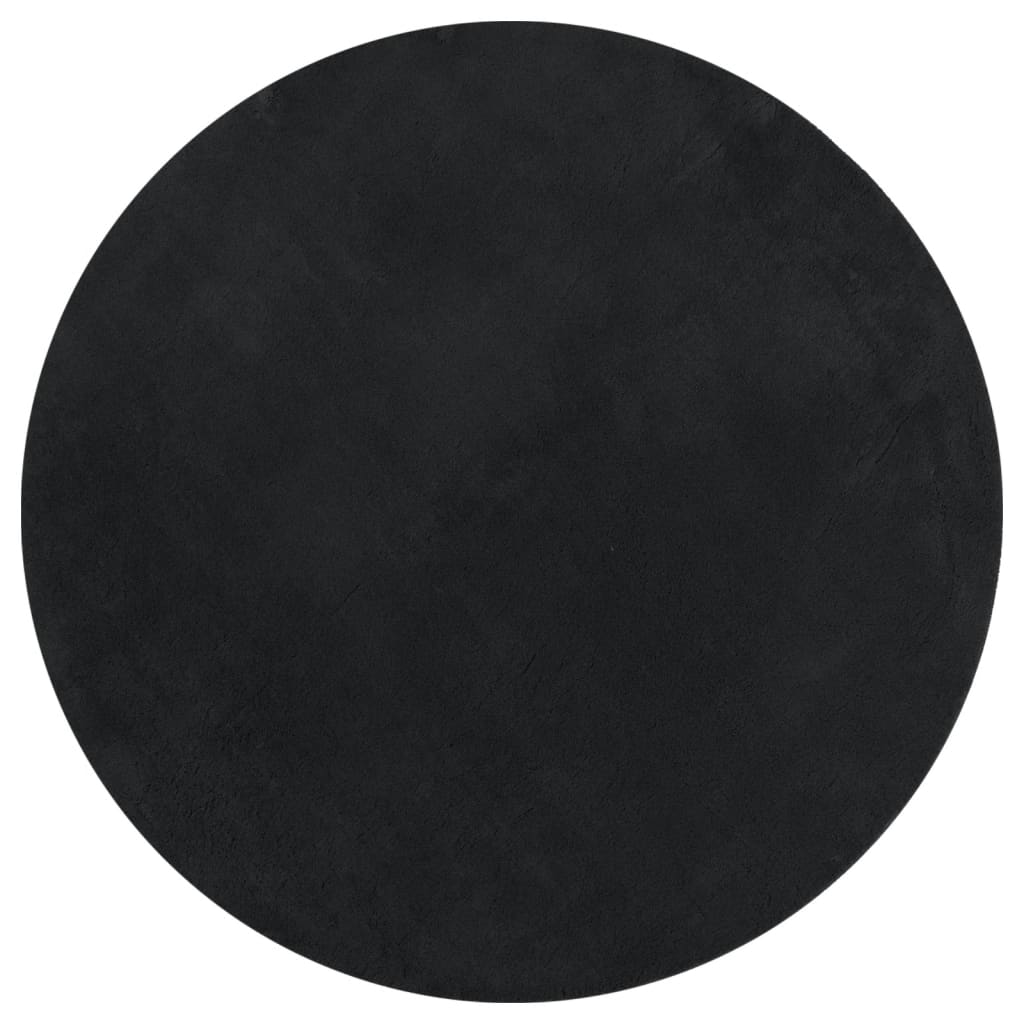 VidaXL Teppich Huarte, kurzflorig, weich, waschbar, Ø 100 cm, schwarz