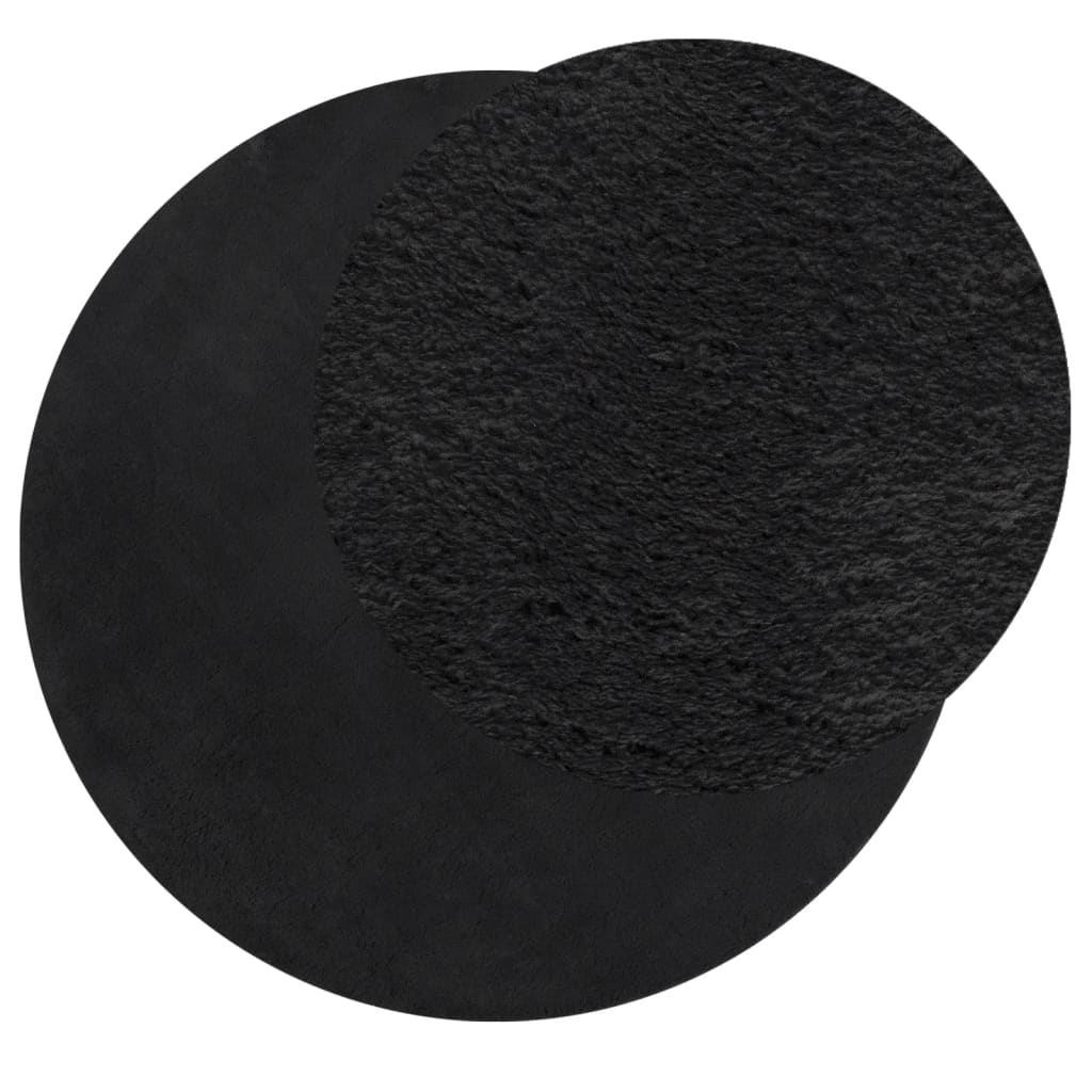 VidaXL Teppich Huarte, kurzflorig, weich, waschbar, Ø 100 cm, schwarz