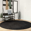 VidaXL Teppich Huarte Low -Molon Weichwaschbar Ø 200 cm schwarz