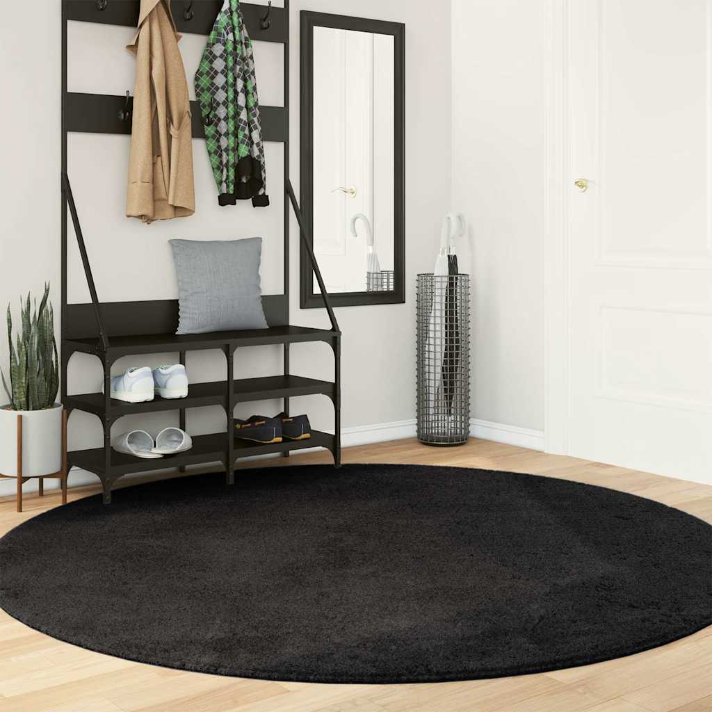 VidaXL Teppich Huarte Low -Molon Weichwaschbar Ø 200 cm schwarz