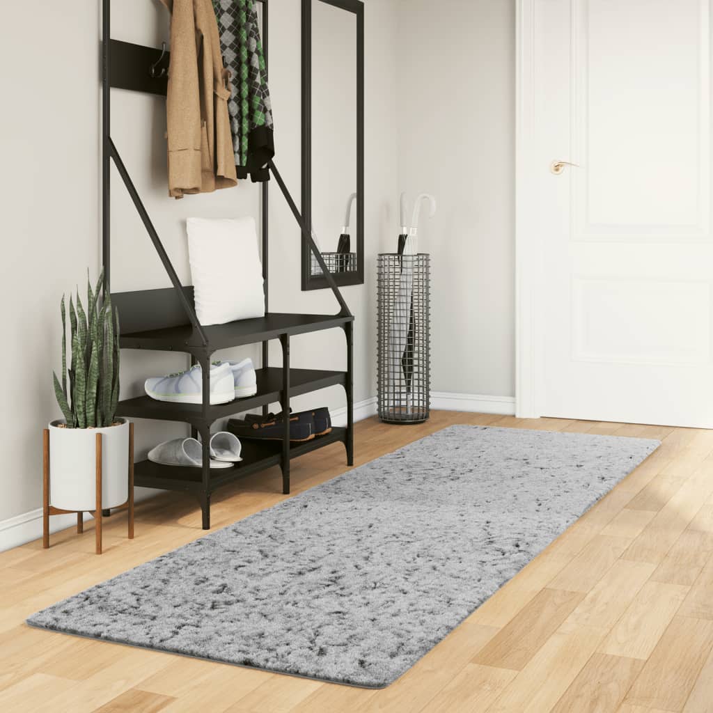 VidaXL Pamplona Hochflorteppich, Modern, 80 x 250 cm, Grau