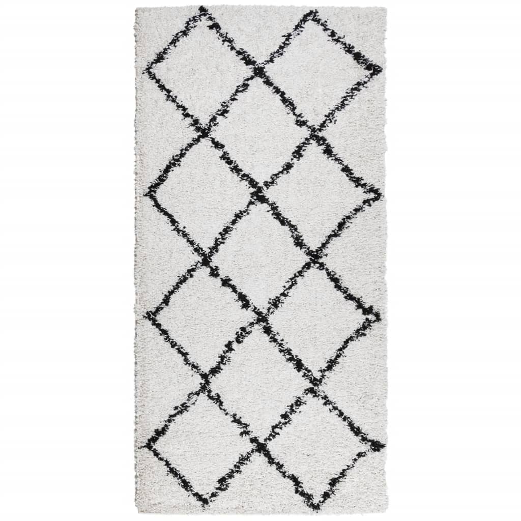 VidaXL Pamplona Hochflorteppich, 100 x 200 cm, Creme und Schwarz